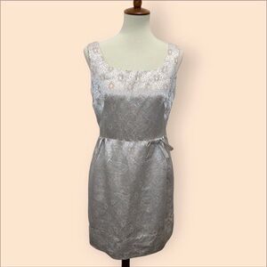 Champagne Homemade Mod Mini Dress with Silver & Gold Lurex Bursts